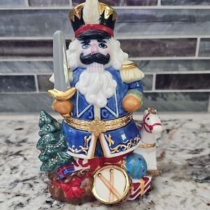 Source Unknown Blue and Gold Festive Figurine with Holiday Charm